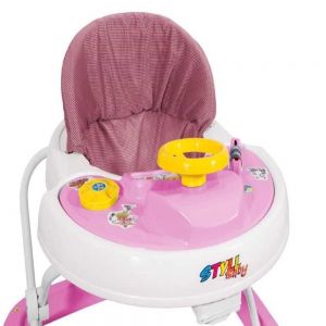 Andador Musical 6 Rodas Regulável Rosa - Styll Baby