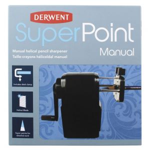 Apontador de Lápis Derwent Super Point de Mesa Manual Com Manivela (1 Furo e Depósito Grande)