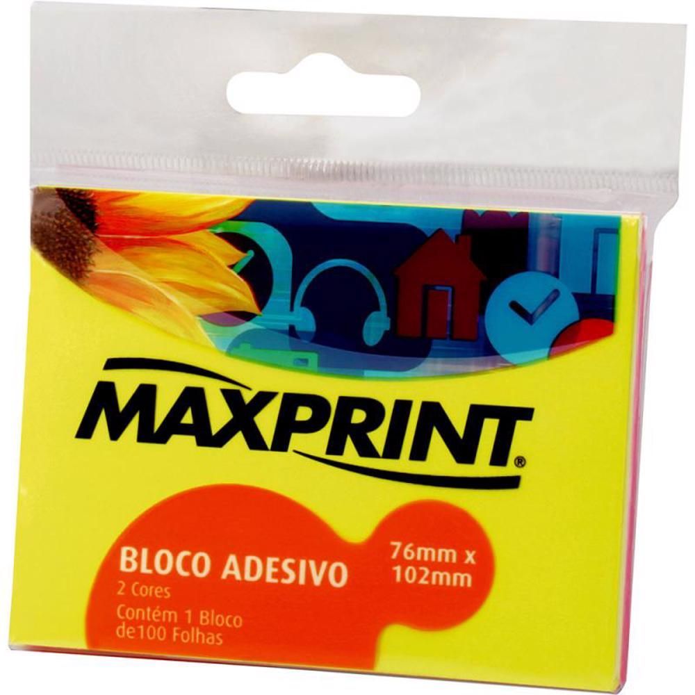 Bloco Adesivo Grande Neon Amarelo/rosa 76x102mm 100 Folhas - Maxprint