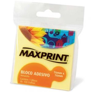 Bloco Adesivo Médio Neon Amarelo 76x76mm 100 Folhas - Maxprint