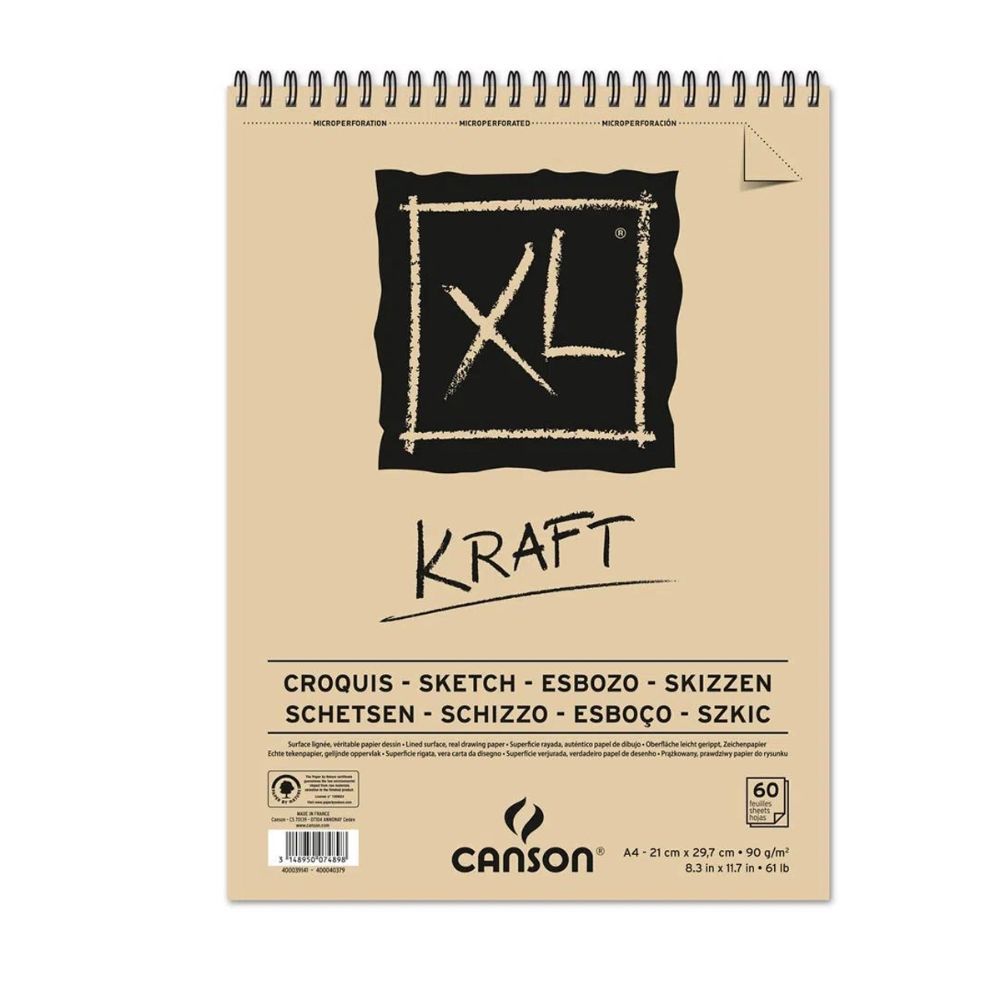 Bloco Desenho Canson Xl Kraft 90 G/m² A-4 21,0 X 29,7 Cm Com 60 Folhas