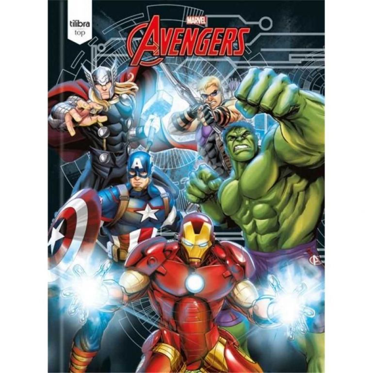 Caderno Brochura Capa Dura 1/4 (pequeno) 48 Folhas Top Avengers Capa 01 -tilibra