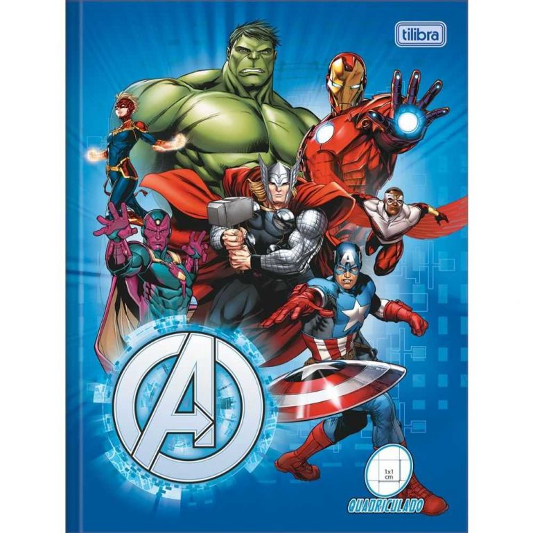 Caderno Brochura Capa Dura 40 Fls Quadriculado 1x1 Avengers Assemble Capa 01 - Tilibra