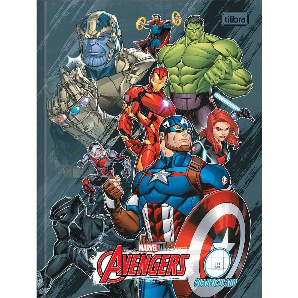 Caderno Brochura Capa Dura 40 Fls Quadriculado 1x1 Avengers Assemble Capa 02 - Tilibra