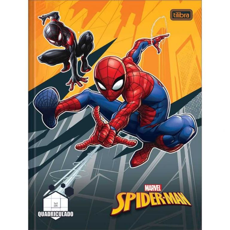 Caderno Brochura Capa Dura 40 Folhas Quadriculado 1x1 Spiderman Capa 01 - Tilibra