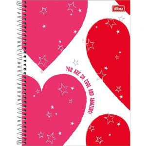 Caderno Espiral Capa Dura Universitário 1 Matéria 80 Fls Love Pink 01 - Tilibra