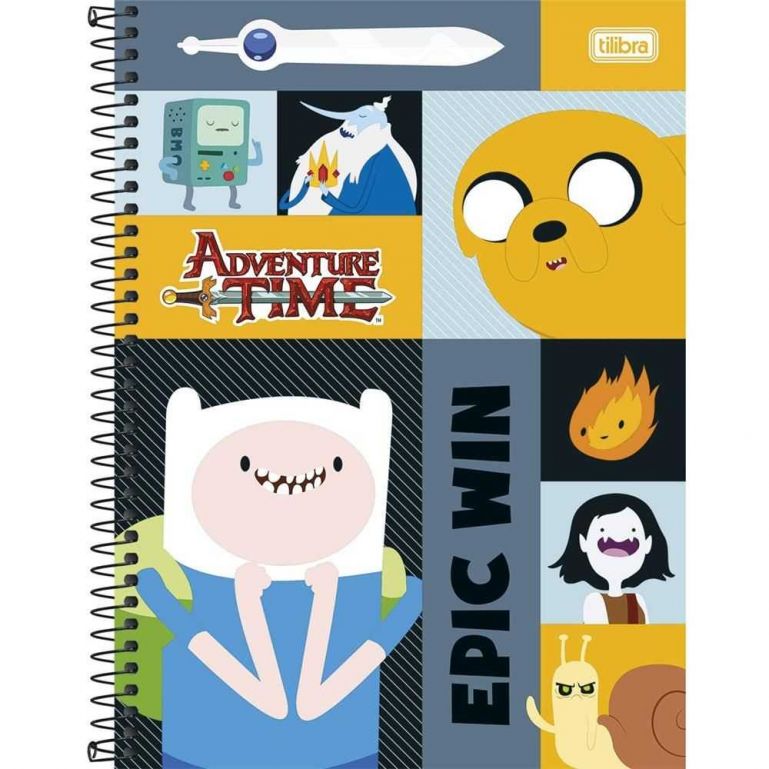 Caderno Espiral Capa Dura Universitário 1 Matéria 96 Folhas Adventure Time Capa 02 - Tilibra