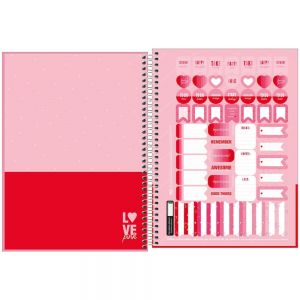 Caderno Espiral Capa Dura Universitário 12 Matéria 192 Folhas Love Pink Capa 02 - Tilibra