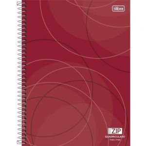 Caderno Espiral Capa Dura Universitário Quadriculado 0.7x0.7mm Zip 96 Folhas Vermelho - Tilibra