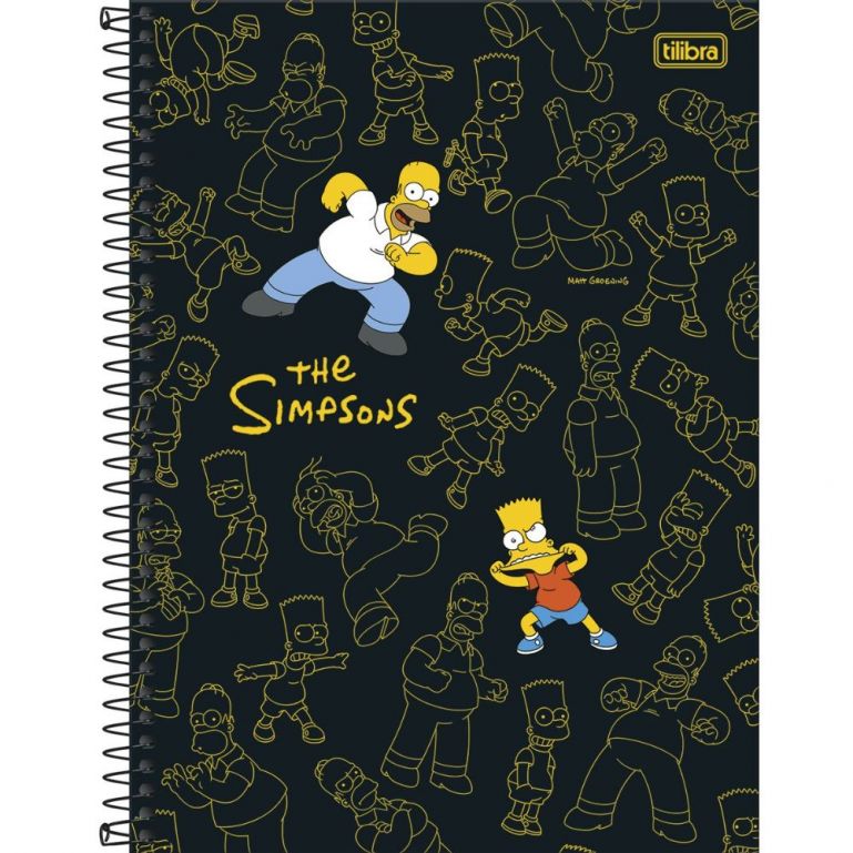 Caderno Espiral Capa Dura Universitário Simpsons 1 Matéria 80 Folhas - Tilibra