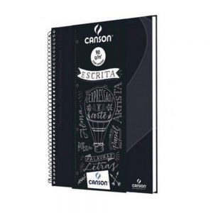 Caderno Espiral Capa Dura Universitário  C/pauta 80fls 90g Preto Lettering - Canson