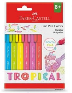 Caneta Fine Pen 0.4 Mm Estojo 6 Cores Tropical - Faber-castell