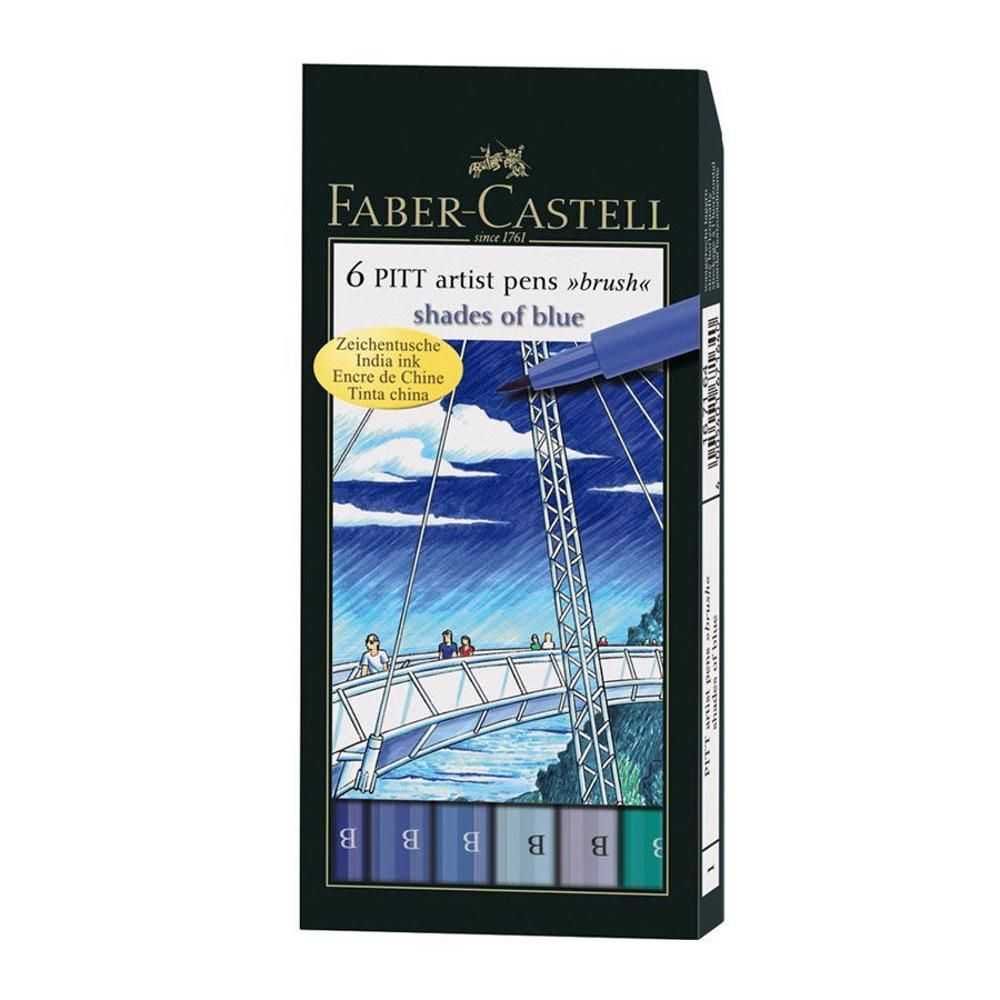 Caneta Pitt Artist Estojo Faber-castell Artgraphic 167104 6 Tons Azul Celeste Ponta B-brush