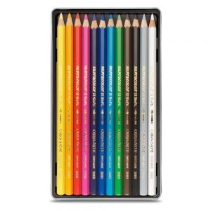 Caran D’ache Lápis de Cor Supracolor Aquarelavel Soft Com 12 Cores Estojo Metálico 