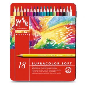 Caran D’ache Lápis de Cor Supracolor Aquarelavel Soft Com 18 Cores Estojo Metálico 