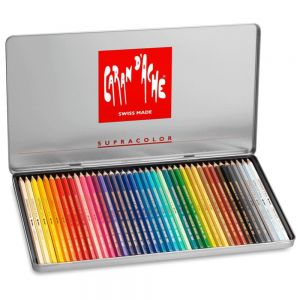 Caran D’ache Lápis de Cor Supracolor Aquarelavel Soft Com 40 Cores Estojo Metálico 