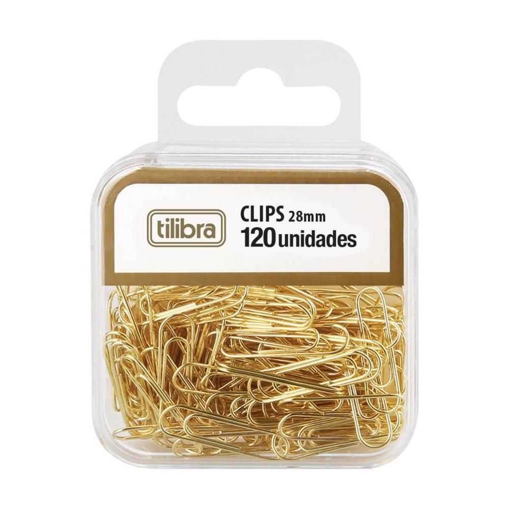 Clips 28mm Dourado 120 Unidades - Tilibra