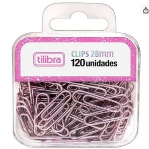 Clips 28mm Pink Glitter 120 Unidades - Tilibra