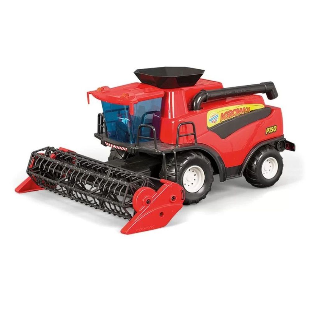 Máquina Trator Colheitadeira Fazendeiro Infantil Poliplac Vermelha