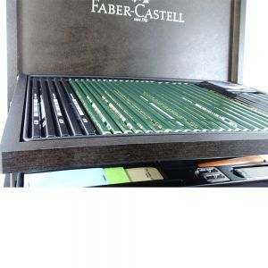  Conjunto Monocromático Faber Castell Pitt Estojo de Madeira Com 86 Peças