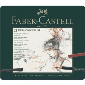 Conjunto Monocromático Faber Castell Pitt Estojo de Lata Com 21 Peças