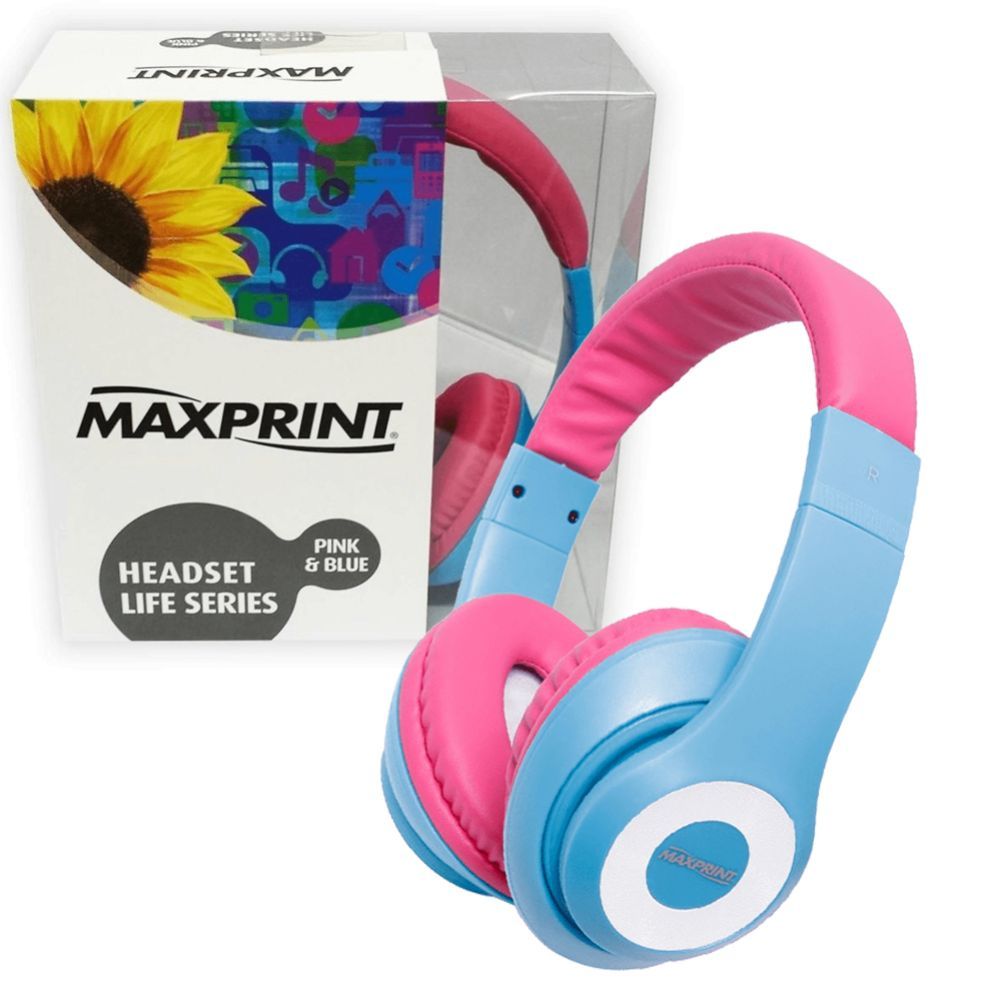 Fone Headset Life Rosa e Azul - Maxprint
