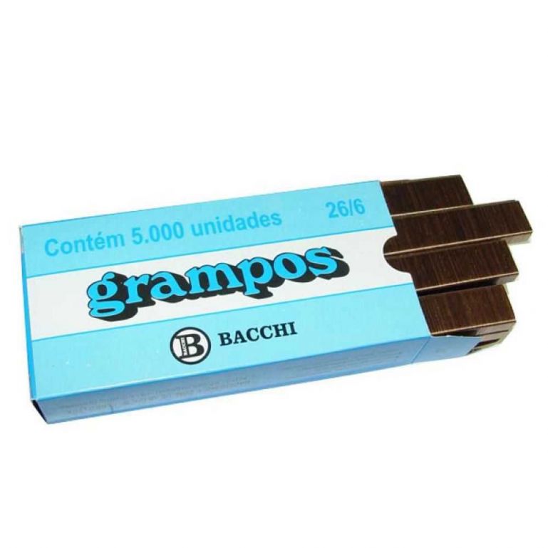 Grampo Cobreado 26/6 Com 5000 Unidades - Bacchi