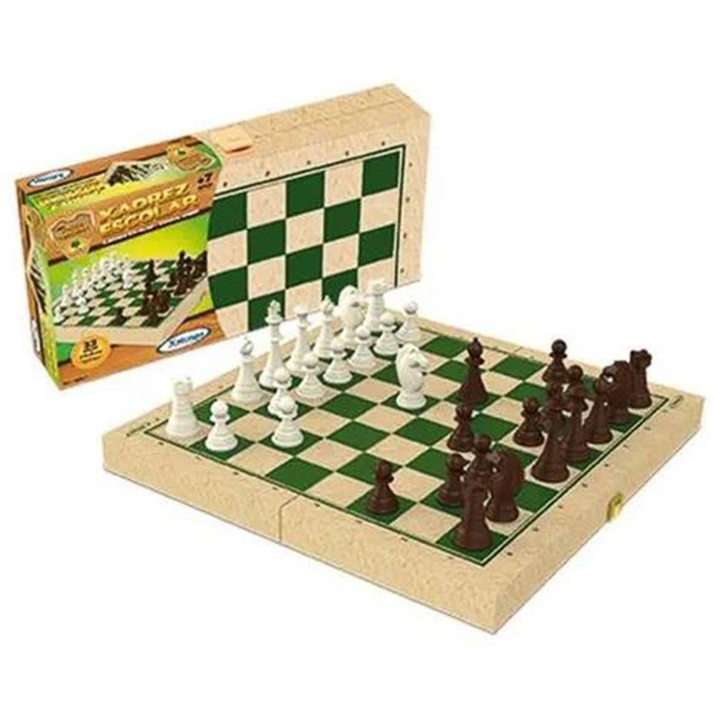 Jogo de xadrez em estojo de madeira 40x40 cm