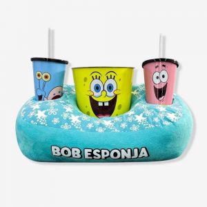 Kit Almofada Com 2 Copos e Balde de Pipoca  Disney  Bob Esponja - Zonacriativa
