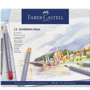 Lápis de Cor Faber Castell Goldfaber Aquarelável Estojo de Lata Com 24 Cores