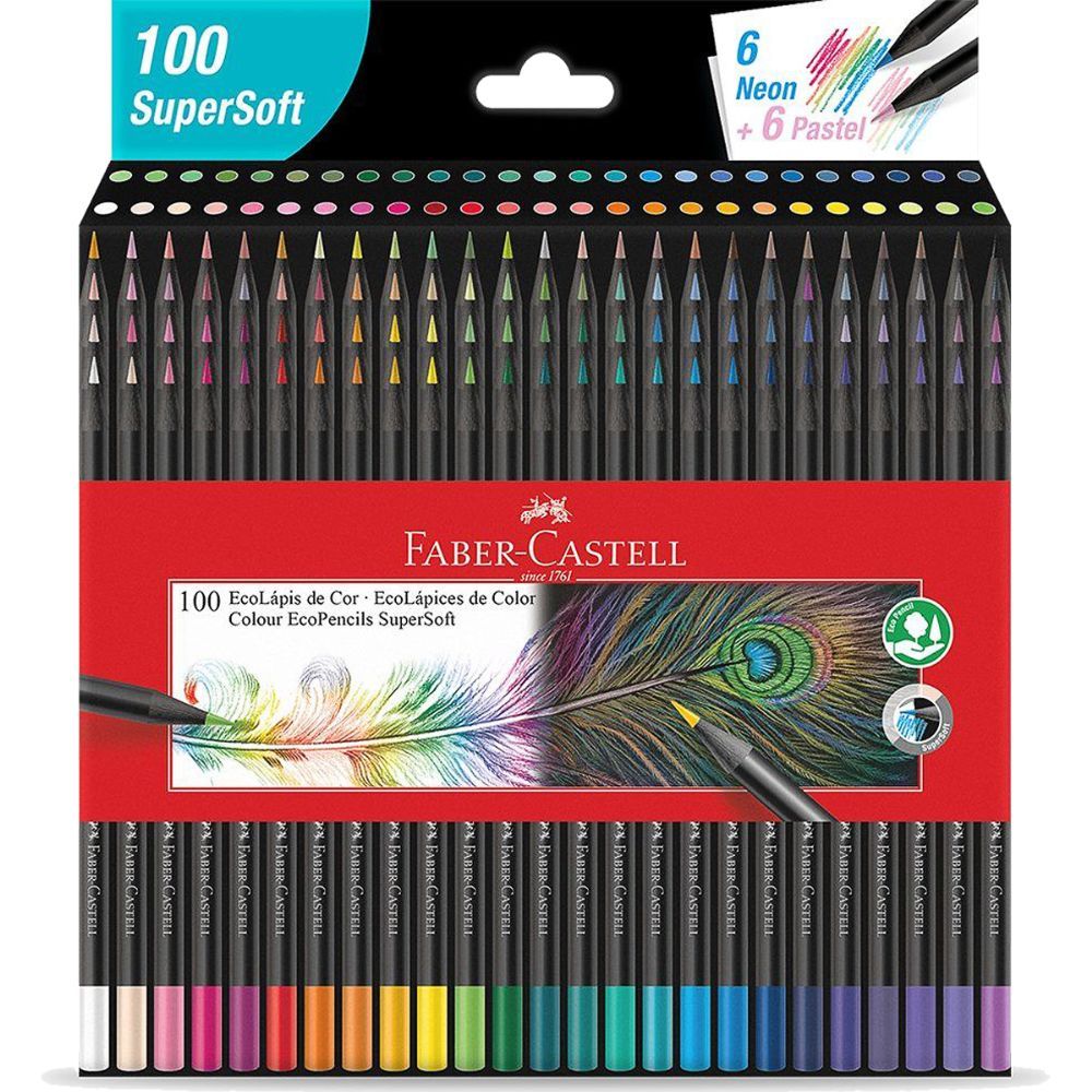  Lápis de Cor Faber Castell Super Soft Original 100 Cores