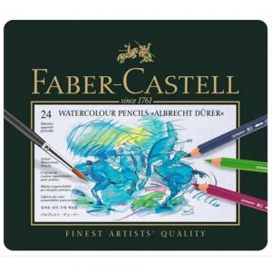 Lápis de Cor Faber Castell Albrecht Dürer Aquarelável Estojo de Lata Com 24 Cores