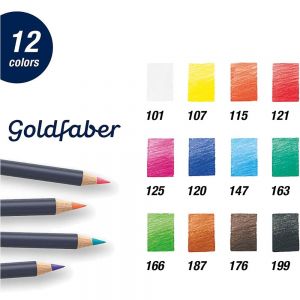 Lápis de Cor Faber Castell Goldfaber Permanente Estojo de Lata Com 12 Cores
