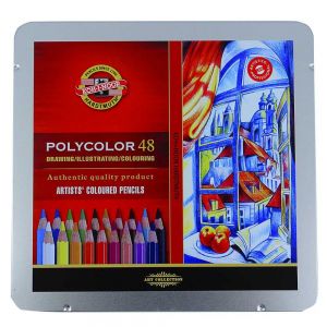 Lápis de Cor Artístico Polycolor Estojo Com 48 Cores