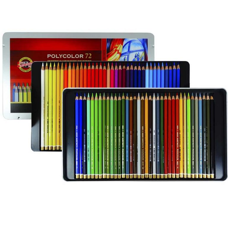 Lápis de Cor Artístico Polycolor Estojo Com 72 Cores