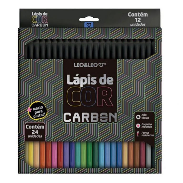 Lápis de Cor Carbon 24 Cores Redondo - Leoeleo