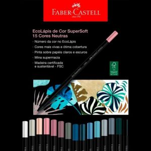  Lápis de Cor Faber Castell Supersoft Cores Neutras Conjunto Com 15 Cores