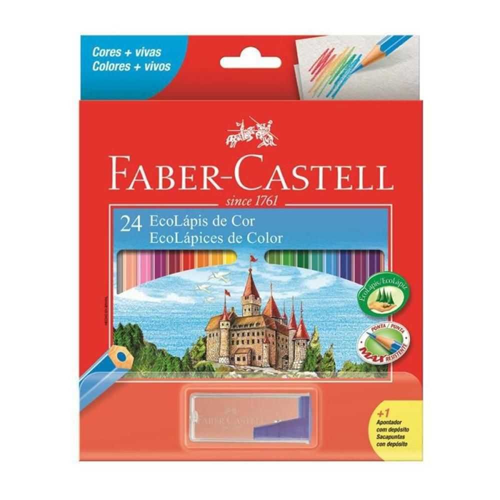 Lápis de Cor Longo 24 Cores + Apontador - Faber-castell