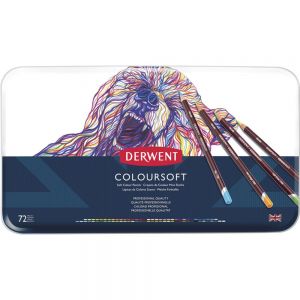 Lápis de Cor Derwent Coloursoft Permanente Estojo Lata 72 Cores