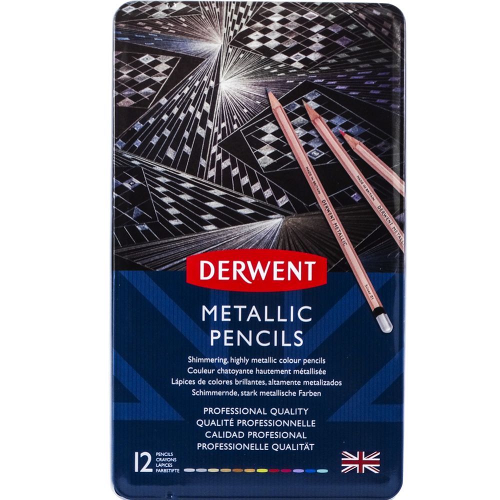 Lápis de Cor Permanente Metallic 12 Cores Estojo Lata - Derwent