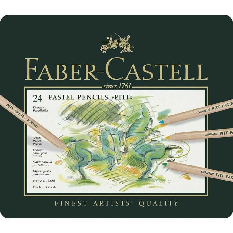 Lápis de Cor Faber Castell Pitt Pastel Seco Estojo de Lata Com 24 Cores