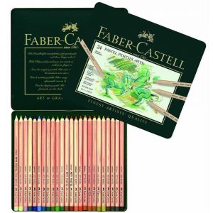 Lápis de Cor Faber Castell Pitt Pastel Seco Estojo de Lata Com 24 Cores