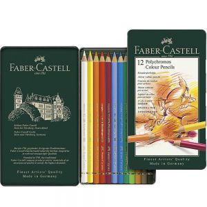 Lápis de Cor Faber-castell Polychromos 110012 Estojo de Metal Com 12 Cores 