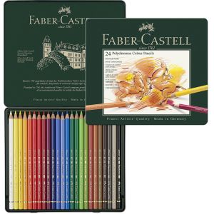 Lápis de Cor Faber-castell Polychromos 110024 Estojo de Metal Com 24 Cores 