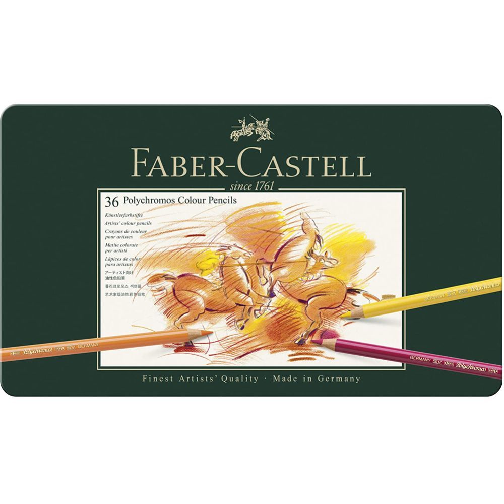 Lápis de Cor Faber-castell Polychromos 110036 Estojo de Metal Com 36 Cores 