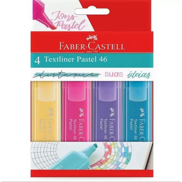 Marca Texto Pastel 45 Kit 4 Cores - Faber-castell
