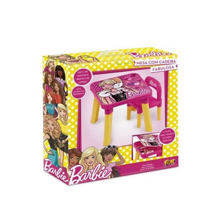 Mesa Com Cadeira Barbie - Fun