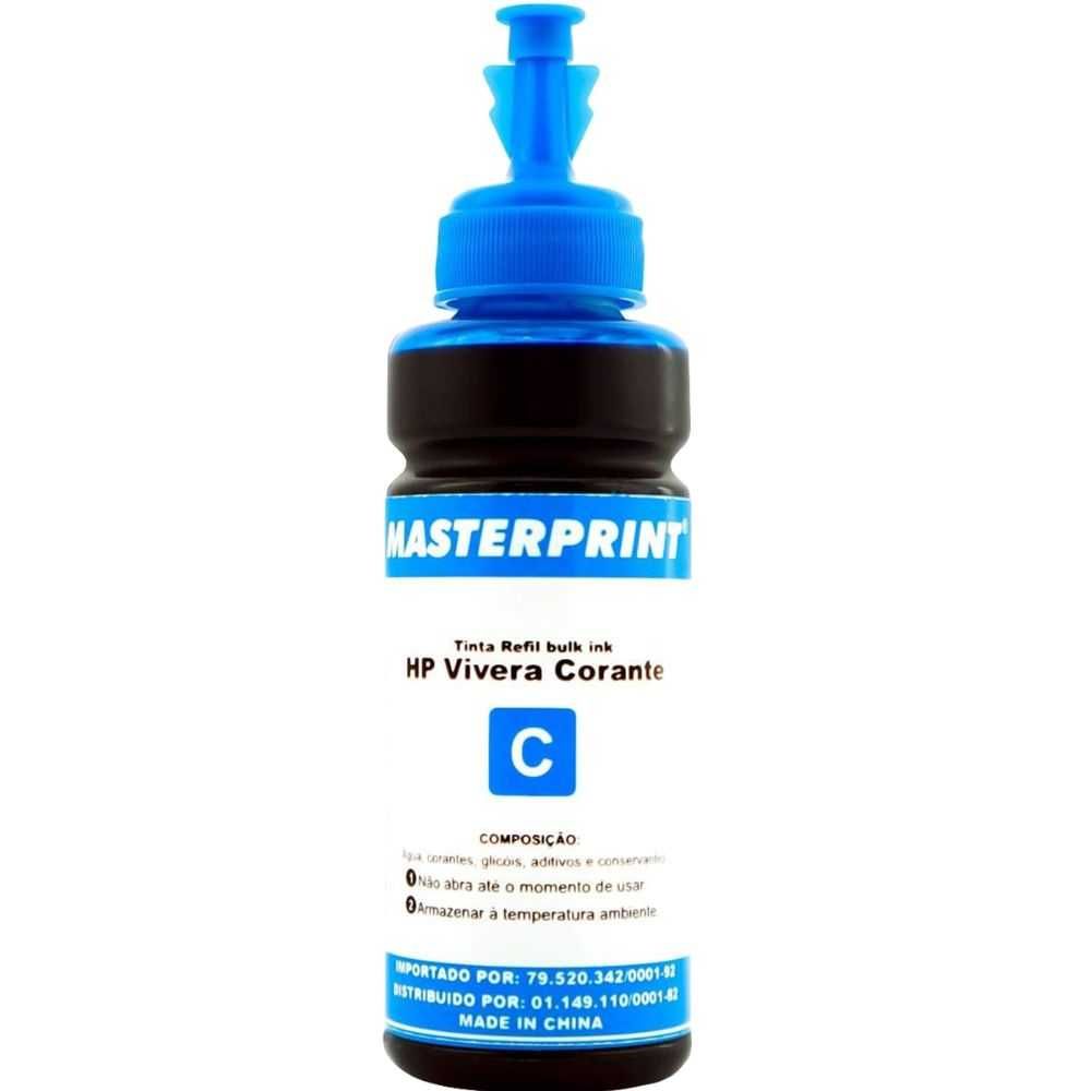 Refil de Tinta Masterprint Bulk Ink Compatível Com Impressoras Vivera Hp Ciano
