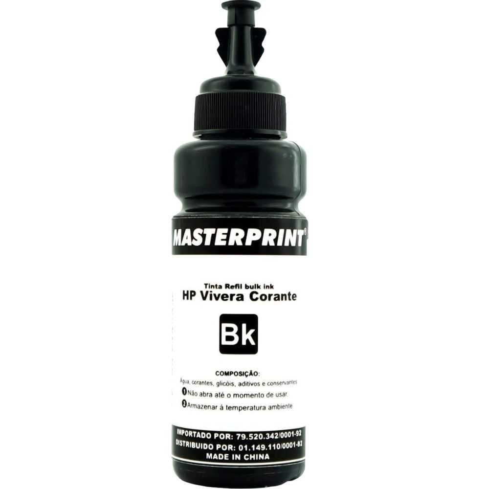 Refil de Tinta Masterprint Bulk Ink Compatível Com Impressoras Vivera Hp Preto