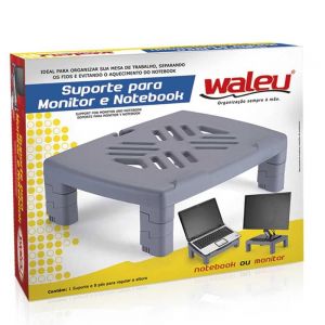 Suporte Base Para Monitor e Notebook Ajustável Preto - Waleu